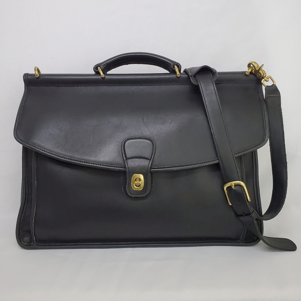 Vintage 90s Coach Beekman Briefcase Black Leather Bag 5266